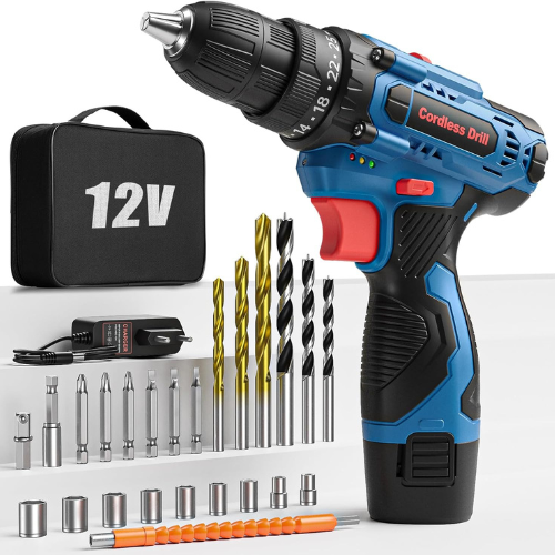 Akku-Schraubendreher mit vielfältigem Zubehör für Heimwerker (DIY)