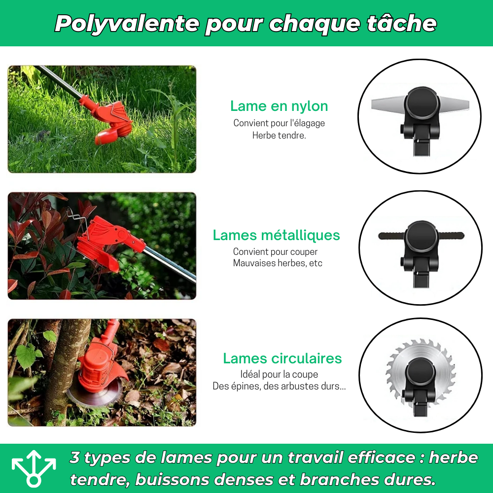 D80 PRO Akku-Freischneider mit hoher Leistung – zum Schneiden von Gras, Sträuchern und dicken Ästen