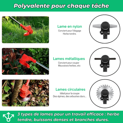 D80 PRO Akku-Freischneider mit hoher Leistung – zum Schneiden von Gras, Sträuchern und dicken Ästen