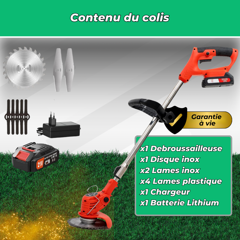 D80 PRO Akku-Freischneider mit hoher Leistung – zum Schneiden von Gras, Sträuchern und dicken Ästen